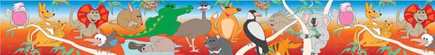 Aussie Wildlife - Large Self Adhesive Repositional Border - Brain Spice