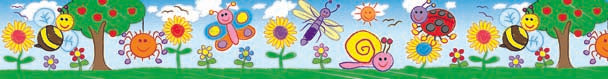Kid Drawn Bugs and Flowers - Large Self Adhesive Repositional Border - Brain Spice