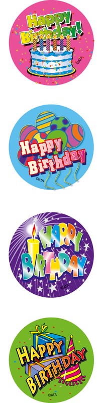 Happy Birthday - Large Merit Stickers - Brain Spice