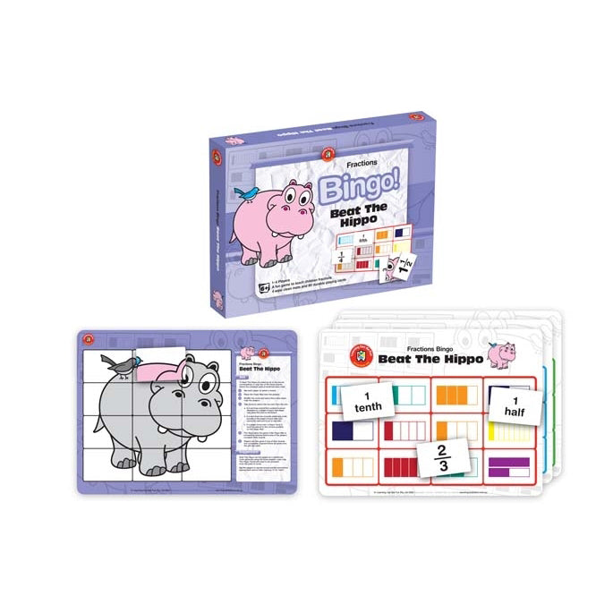 Beat the Hippo Bingo - Fractions Game - Brain Spice