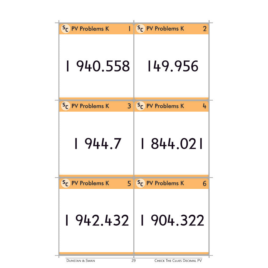 Check the Clues - Place Value - Decimal Numbers - Brain Spice