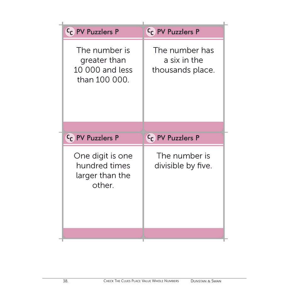 Check the Clues - Place Value - Whole Numbers - Brain Spice