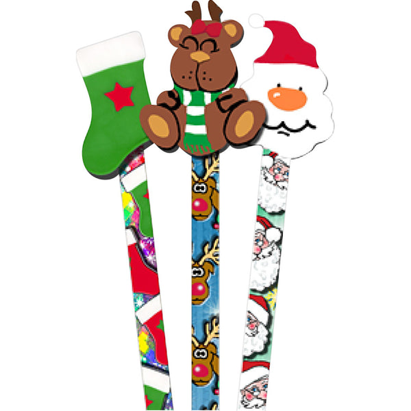 Christmas - Pencil Toppers - pk 6 - Brain Spice
