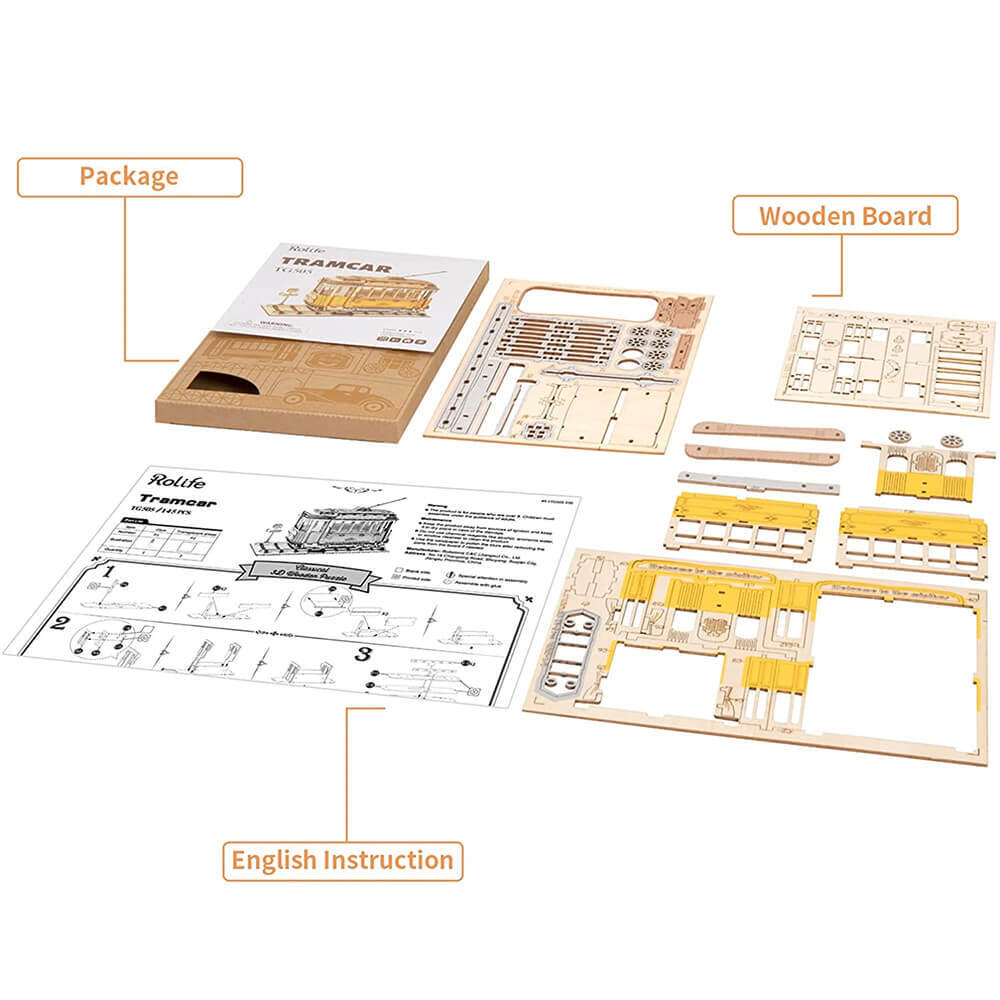 Carriage or Tram - 3D Wooden Model - Brain Spice