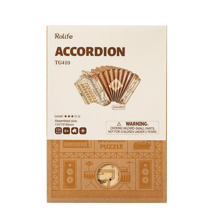 Accordion - 3D Wooden Model - Brain Spice