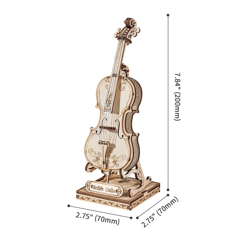 Cello - 3D Wooden Model - Brain Spice