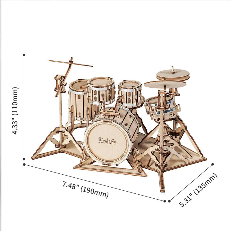 Drum Kit - 3D Wooden Model - Brain Spice