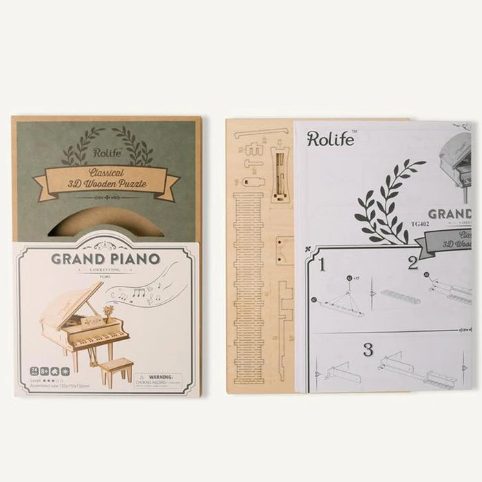 Grand Piano - 3D Wooden Model - Brain Spice