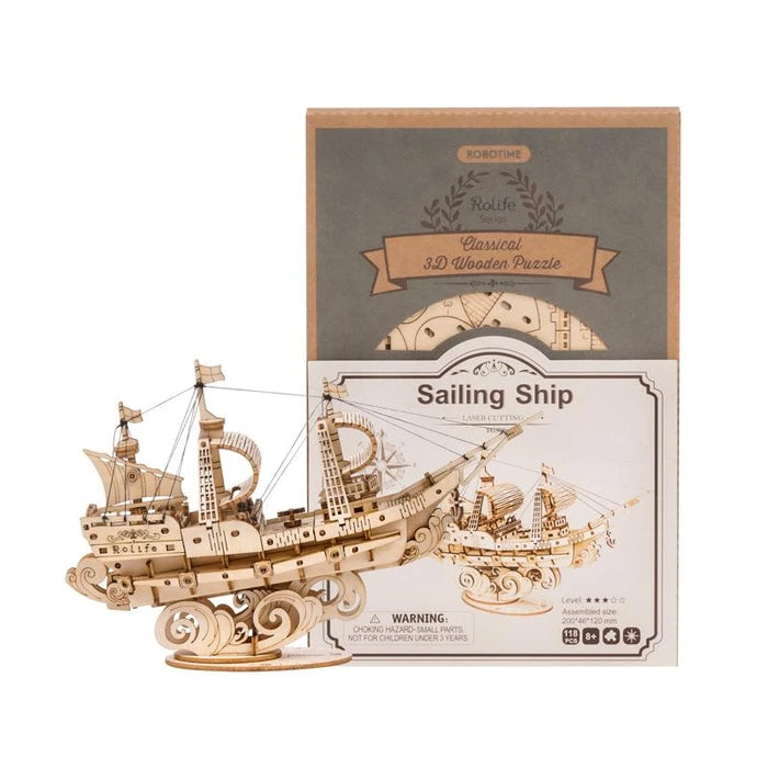 Sailing Ship - 3D Wooden Model - Brain Spice