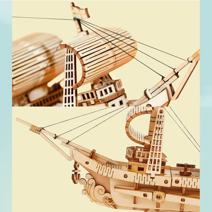 Sailing Ship - 3D Wooden Model - Brain Spice