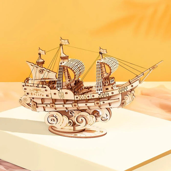 Sailing Ship - 3D Wooden Model - Brain Spice