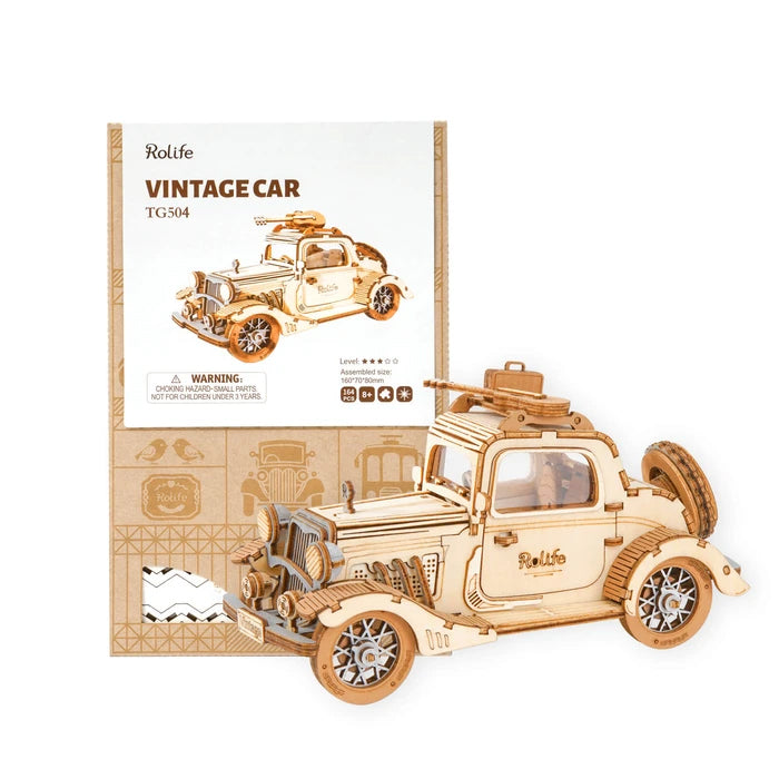 Vintage Car - 3D Wooden Model - Brain Spice