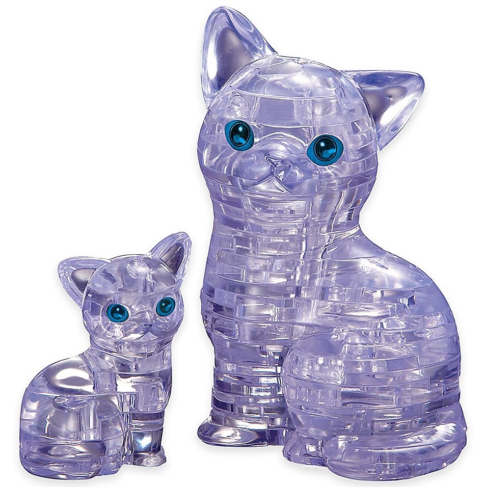 Crystal Cat and Kitten - 3D Puzzle - 49pc - Brain Spice