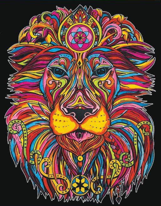 Illuminated Lion - Large Poster - Brain Spice