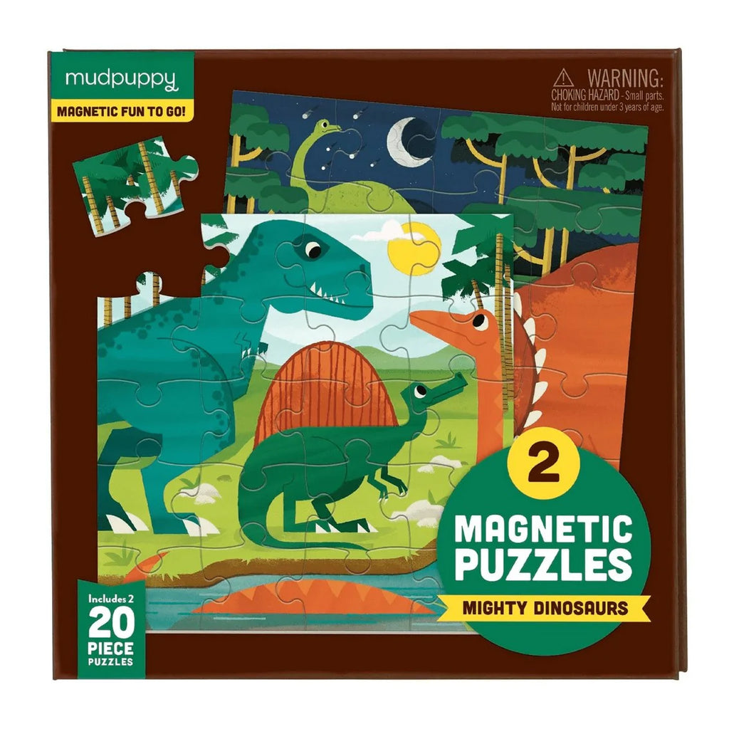 Magnetic Mighty Dinosaurs Puzzle - Two 20pc Puzzles - Brain Spice