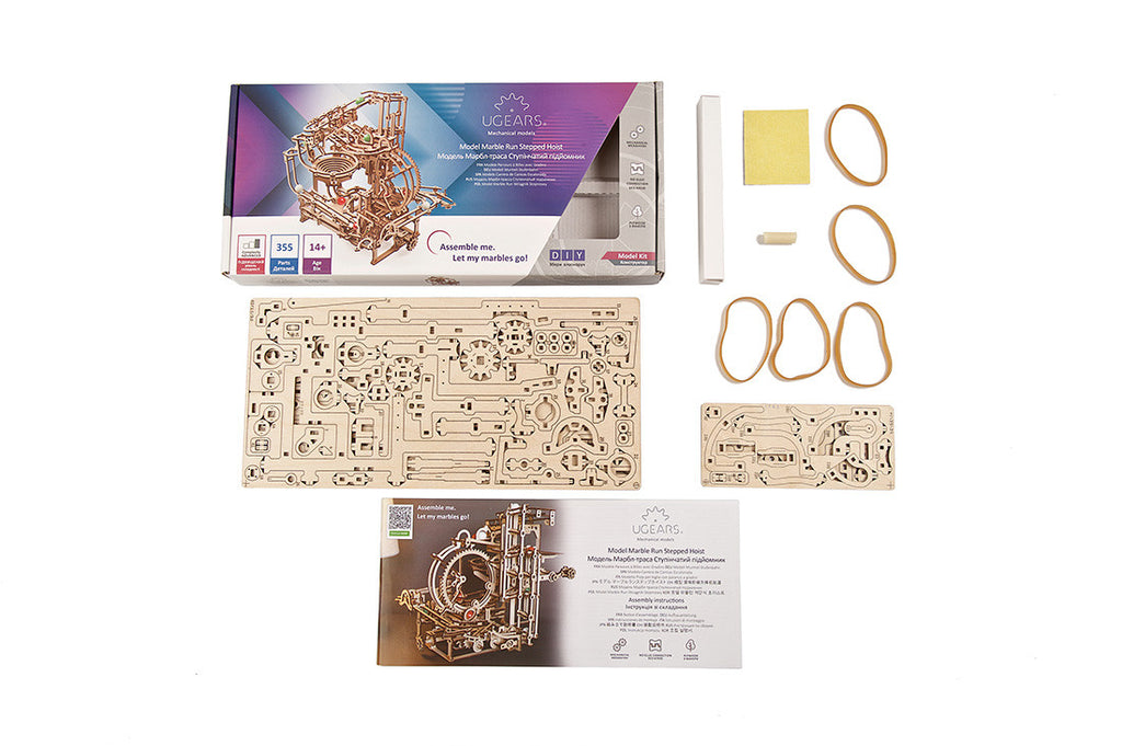 Marble Run Stepped Hoist - uGears - Brain Spice