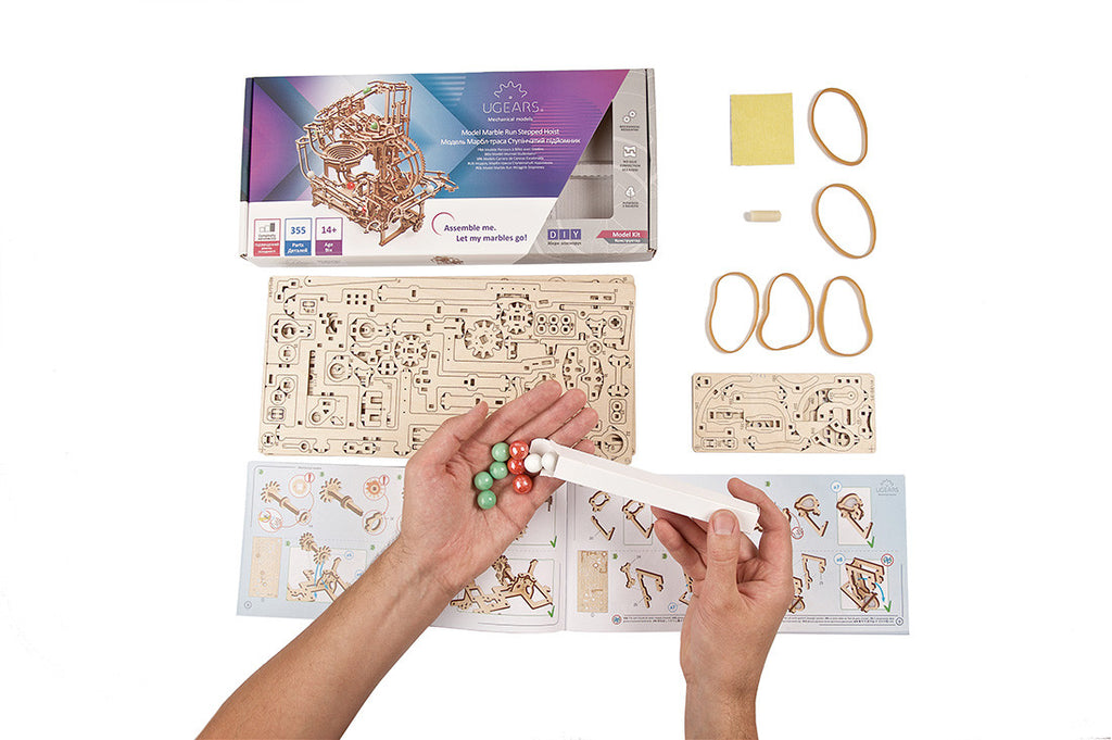 Marble Run Stepped Hoist - uGears - Brain Spice