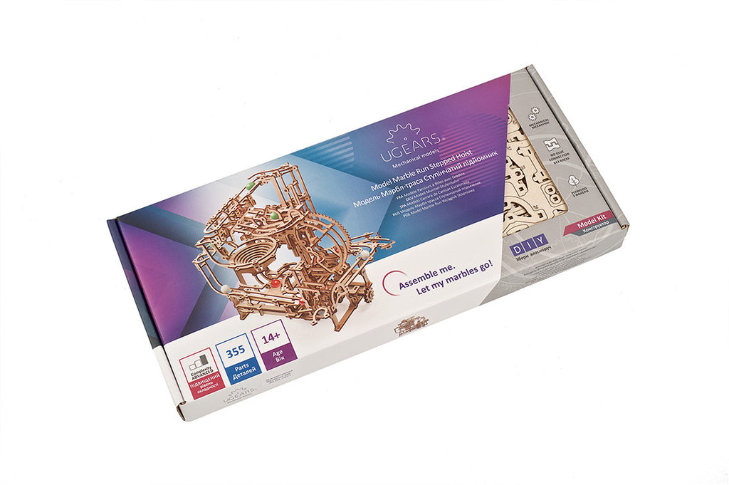 Marble Run Stepped Hoist - uGears - Brain Spice
