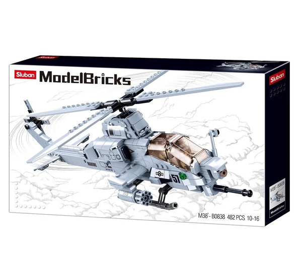 Model Bricks AH-1Z Attack Helicopter - 482pc - Brain Spice