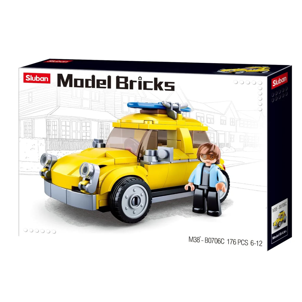 Model Bricks Yellow Car - 179pc - Brain Spice