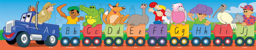 NSW Foundation Aussie Alphabet Road Train - Large Self Adhesive Repositional Border - Brain Spice