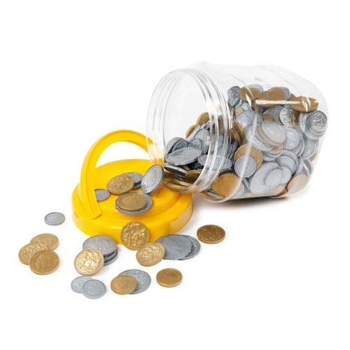 Play Money - Plastic Australian Coins - Jar of 318pcs - Brain Spice