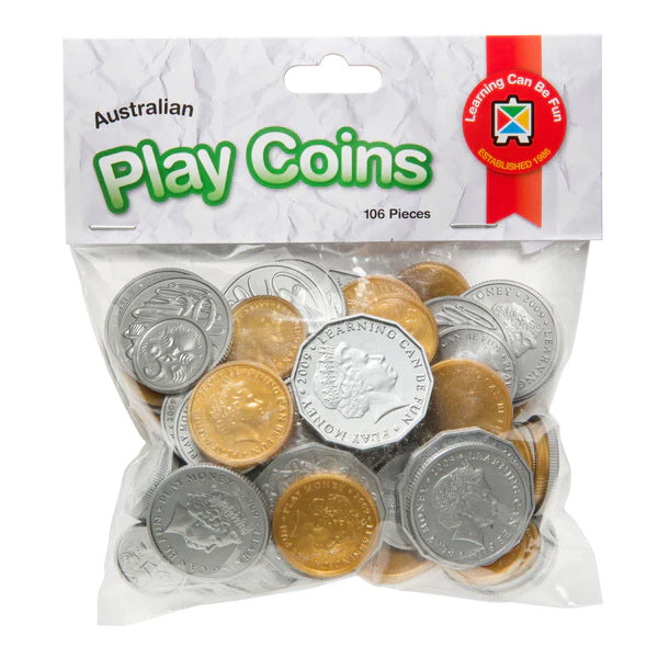 Play Money - Plastic Australian Coins - 106pcs - Brain Spice