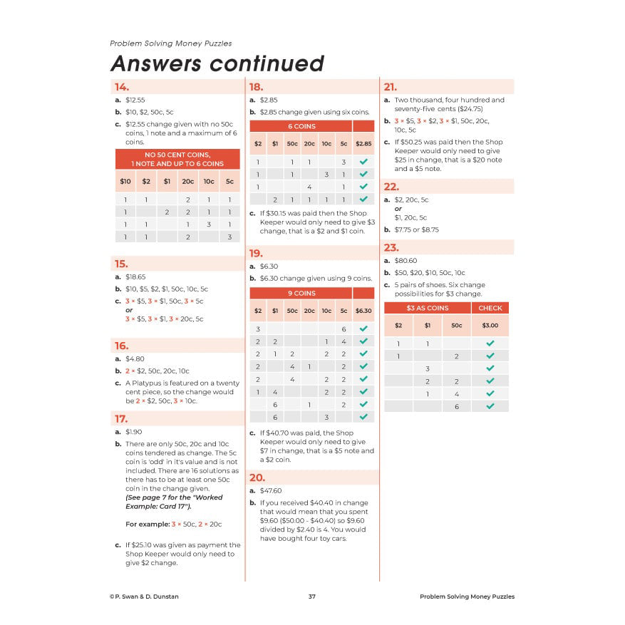 Problem Solving Money Puzzles - Brain Spice