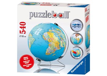 World Globe 3D PuzzleBall 540pc - Brain Spice