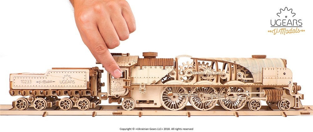 V-Express Steam Train and Tender - uGears - Brain Spice