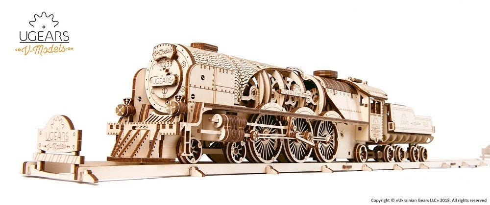 V-Express Steam Train and Tender - uGears - Brain Spice