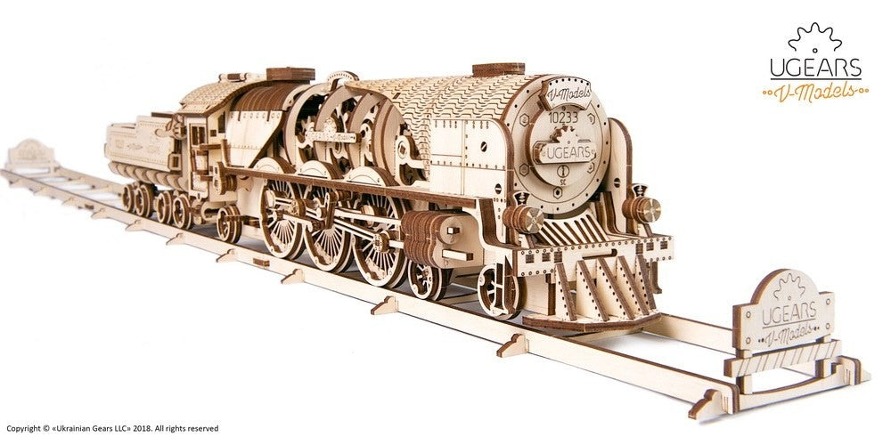 V-Express Steam Train and Tender - uGears - Brain Spice