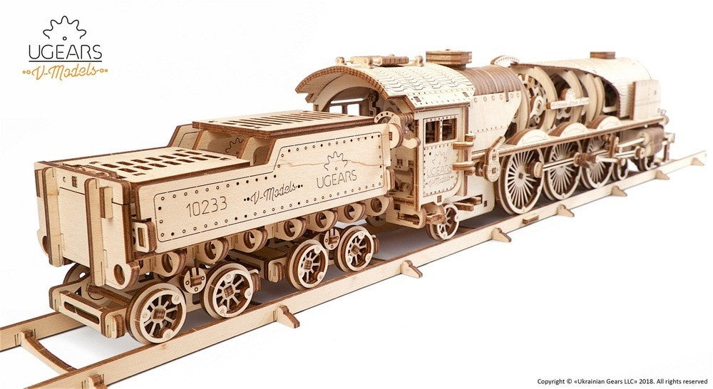 V-Express Steam Train and Tender - uGears - Brain Spice