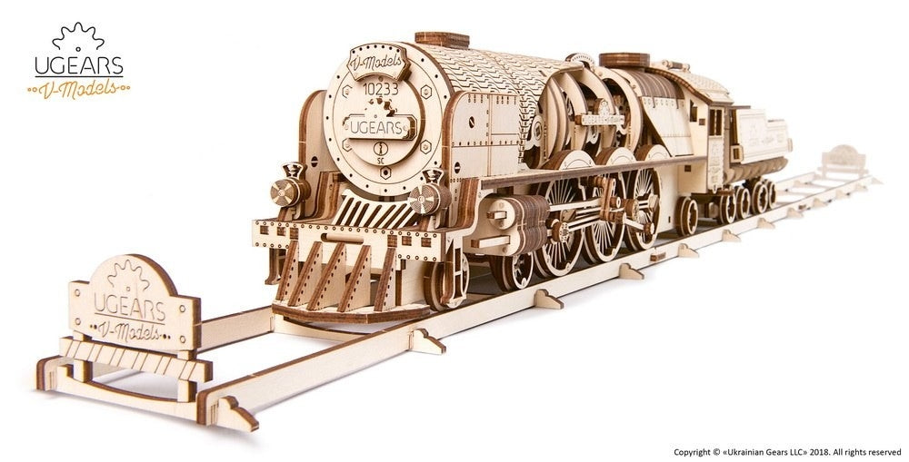 V-Express Steam Train and Tender - uGears - Brain Spice