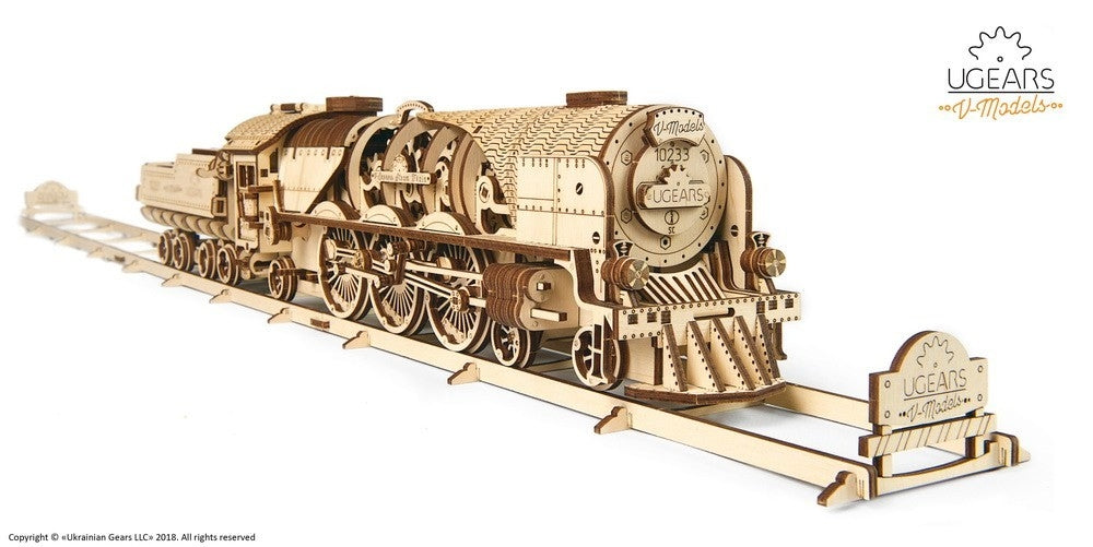 V-Express Steam Train and Tender - uGears - Brain Spice