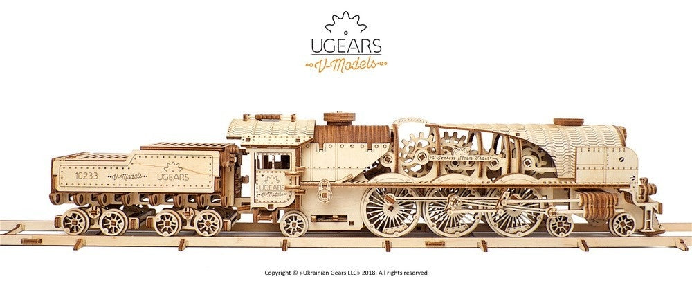 V-Express Steam Train and Tender - uGears - Brain Spice