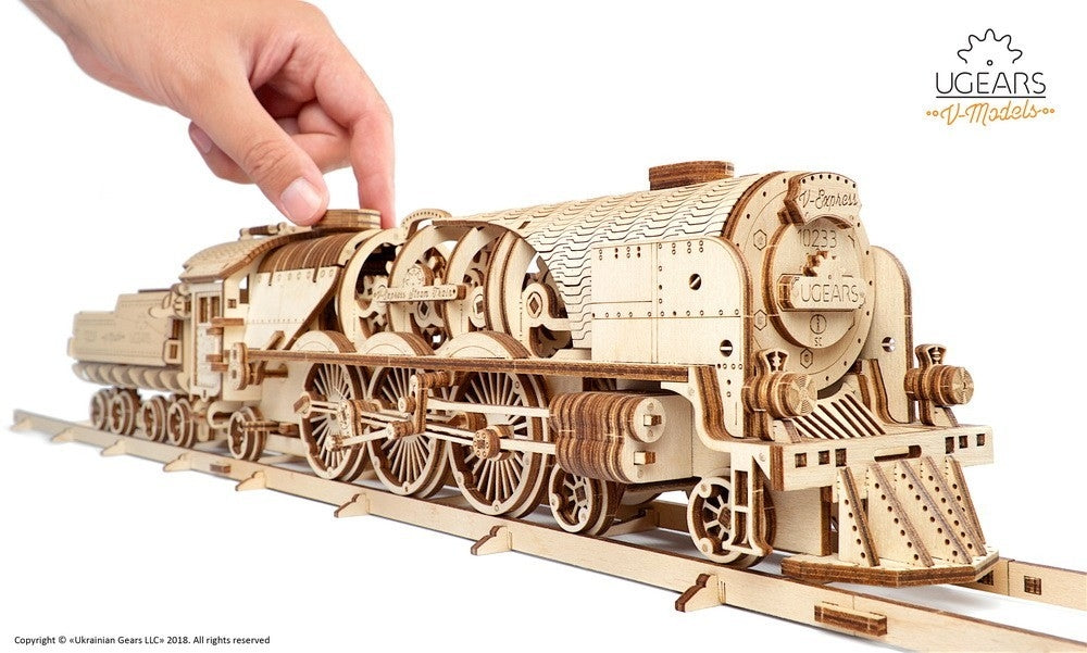 V-Express Steam Train and Tender - uGears - Brain Spice