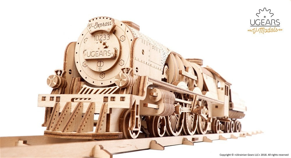 V-Express Steam Train and Tender - uGears - Brain Spice