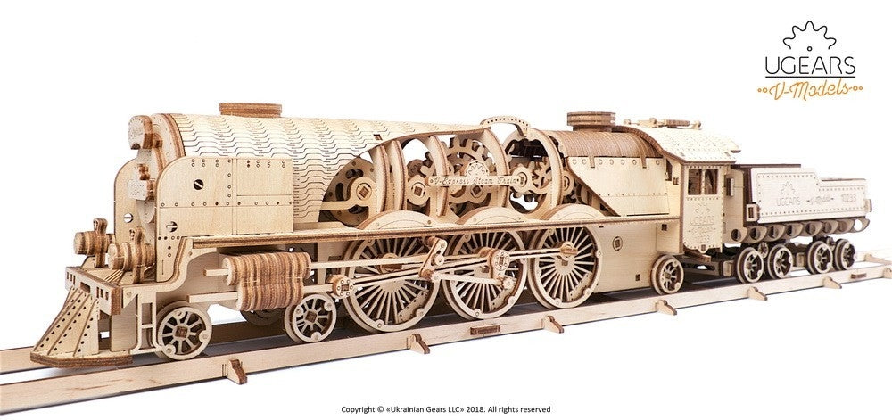 V-Express Steam Train and Tender - uGears - Brain Spice